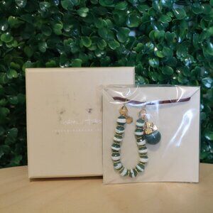 India Hicks The Accomplice Beaded Bracelet, Green/Gold/White NIB